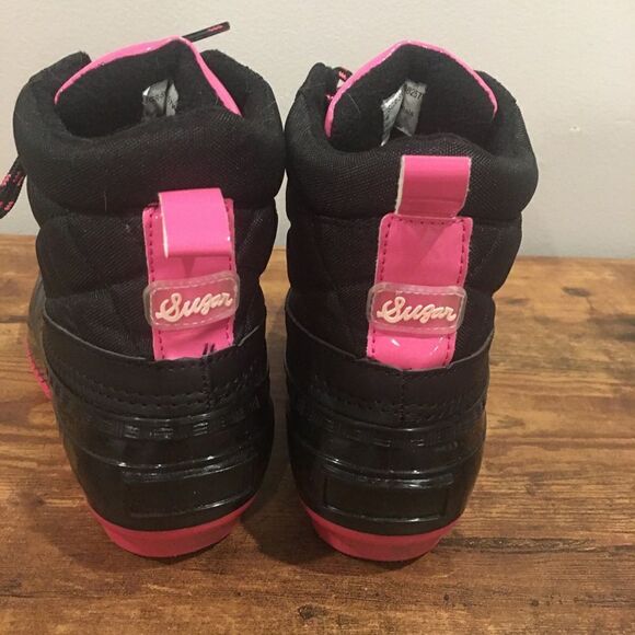 Sugar size 6 waterproof rain duck boots pink black - Picture 3 of 8